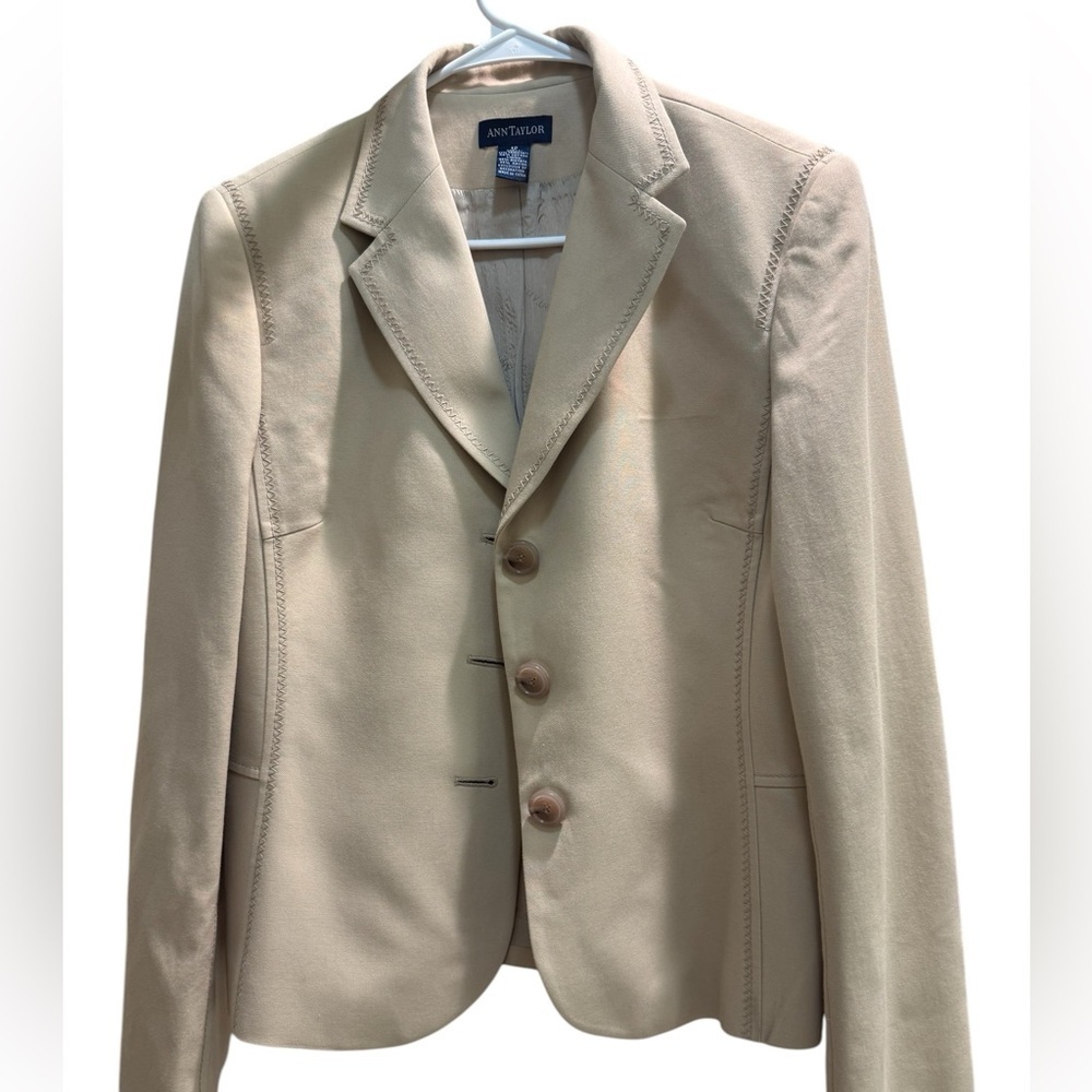 Ann Taylor Light Beige Tailored Three-Button Blazer